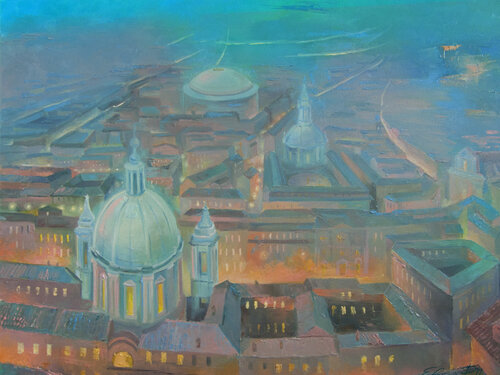 La notte turchese di Roma by Elena Prokhorova, Painting for Sale on Singulart