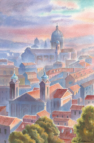 Tramonto al Pincio von Elena Prokhorova, Werk auf Papier kaufen auf Singulart