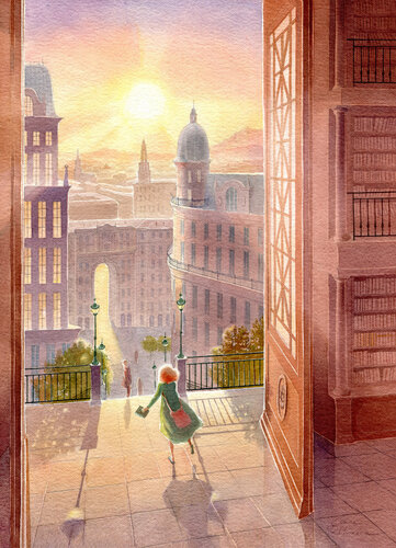 Letture al tramonto van Elena Prokhorova, Schilderij te koop op Singulart