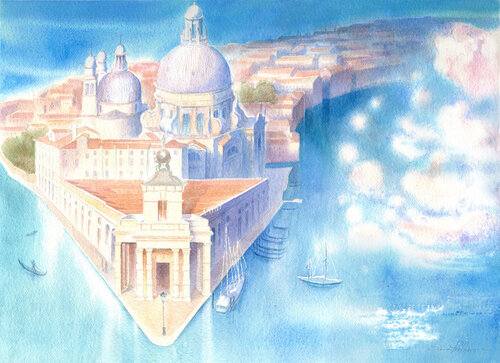 Venezia, Punta della Dogana. van Elena Prokhorova, Schilderij te koop op Singulart