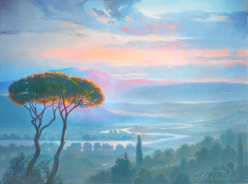 Tevere al crepuscolo. van Elena Prokhorova, Schilderij te koop op Singulart