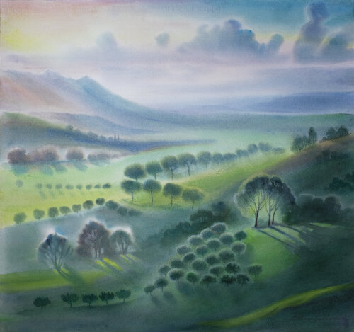 Primavera. Colli della Sabina. di Elena Prokhorova, Pittura in vendita su Singulart