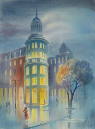 Crepuscolo in città von Elena Prokhorova, Werk auf Papier kaufen auf Singulart