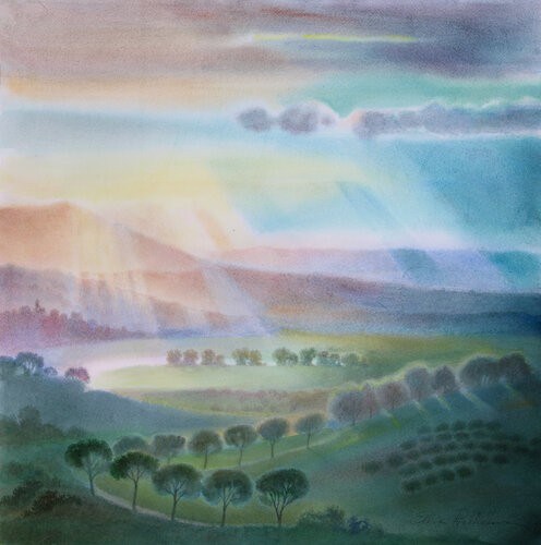 Primavera. Valle del Tevere. von Elena Prokhorova, Malerei kaufen auf Singulart