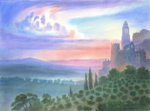 Borgo sopra Tevere di Elena Prokhorova, Pittura in vendita su Singulart