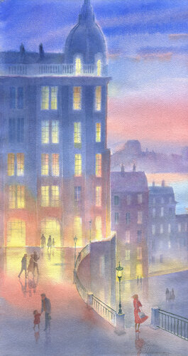 Citta. Crepuscolo. de Elena Prokhorova, Pintura a la venta en Singulart