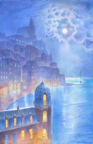 Luna sulla città di Elena Prokhorova, Pittura in vendita su Singulart