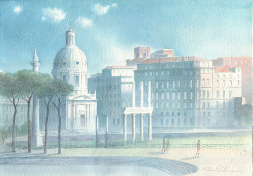 Roma. Piazza Foro Traiano. de Elena Prokhorova, Pintura a la venta en Singulart