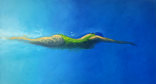 GREEN SWIMSUIT di Alessandro Piras, Pittura in vendita su Singulart