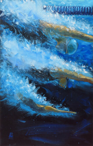 SWIMMERS ON BLUE van Alessandro Piras, Schilderij te koop op Singulart