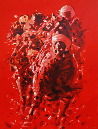 HORSE RACE ON RED de Alessandro Piras, Pintura a la venta en Singulart