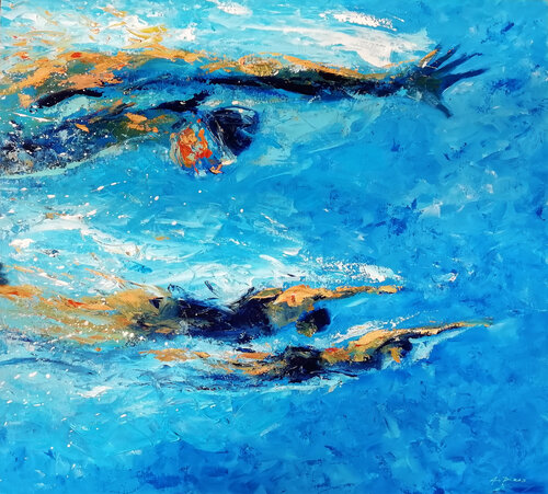 THREE SWIMMERS van Alessandro Piras, Schilderij te koop op Singulart