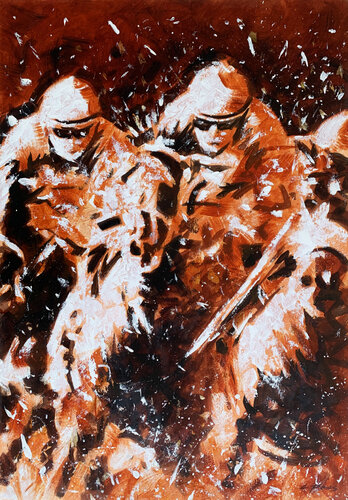 HORSE RACE ON BROWN van Alessandro Piras, Werk op papier te koop op Singulart