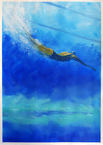 SWIMMING GIRL van Alessandro Piras, Schilderij te koop op Singulart