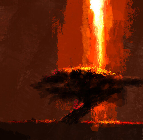 CASCADE OF LIGHT-Orange by Alessandro Piras, Print for Sale on Singulart