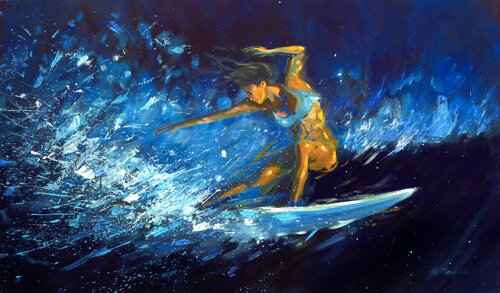 SURFING GIRL di Alessandro Piras, Pittura in vendita su Singulart