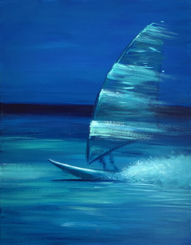 TURQUOISE WINDSURFING von Alessandro Piras, Malerei kaufen auf Singulart
