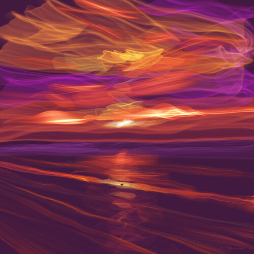 FLAMING SUNSET de Alessandro Piras, Impresión a la venta en Singulart