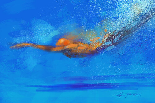 SWIMMING IN THE BLUE von Alessandro Piras, Druck kaufen auf Singulart