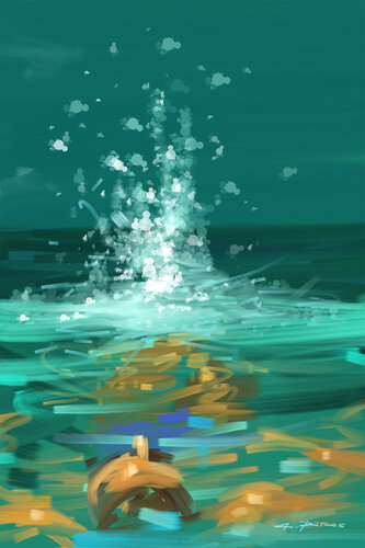 SWIMMING BACK von Alessandro Piras, Druck kaufen auf Singulart