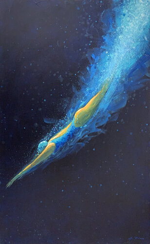 SWIMMING IN THE DARK von Alessandro Piras, Malerei kaufen auf Singulart