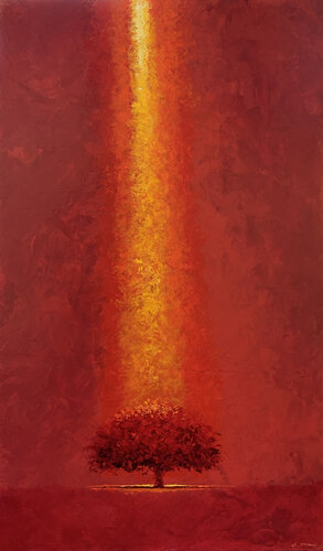YELLOW RAY ON RED von Alessandro Piras, Malerei kaufen auf Singulart