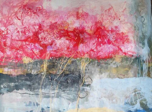 Leaving the hydrangeas von Luciana Mangione, Malerei kaufen auf Singulart