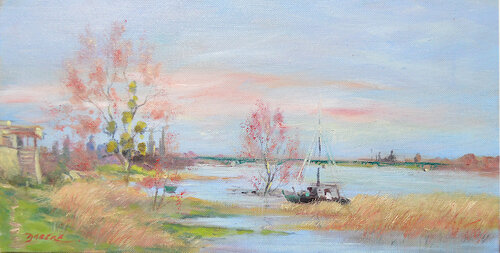 La  Gabare sur la Loire à Blois by PASCAL DABERE, Painting for Sale on Singulart