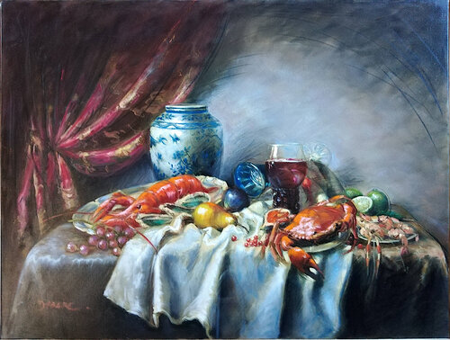 Homard et crabe by PASCAL DABERE, Painting for Sale on Singulart