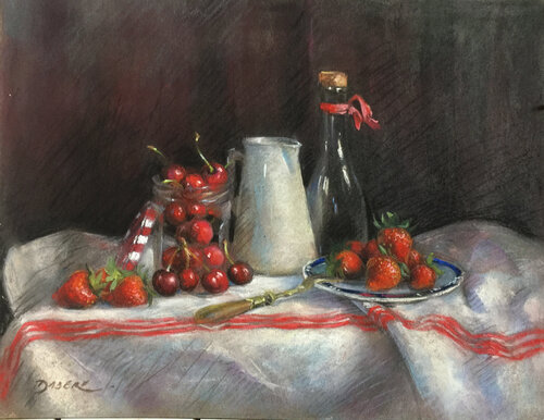 Gourmandise de cerises et fraises by PASCAL DABERE, 油畫 for Sale on Singulart