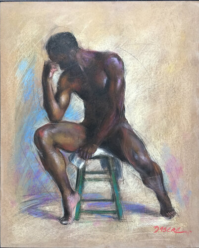 Hugo pose à l'atelier II van PASCAL DABERE, Schilderij te koop op Singulart