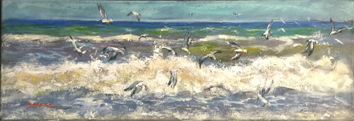Le ballet des mouettes de PASCAL DABERE, Pintura a la venta en Singulart