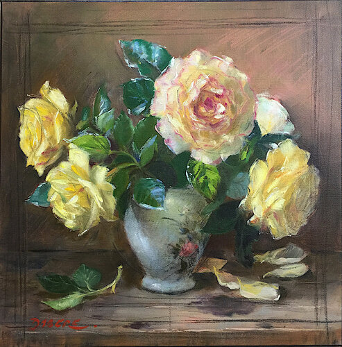 LES ROSES DU JARDIN by PASCAL DABERE, Painting for Sale on Singulart
