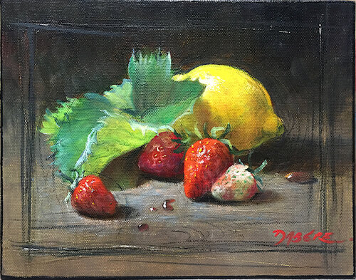 Fraises et citron by PASCAL DABERE, Painting for Sale on Singulart