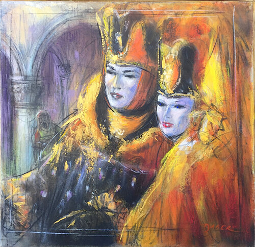 Carnaval de Venise - Les amoureux by PASCAL DABERE, Painting for Sale on Singulart