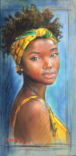 Célia au turban jaune by PASCAL DABERE, Painting for Sale on Singulart