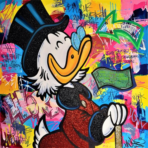 Picsou dans un Monde Abstrait by Nacks, Painting for Sale on Singulart