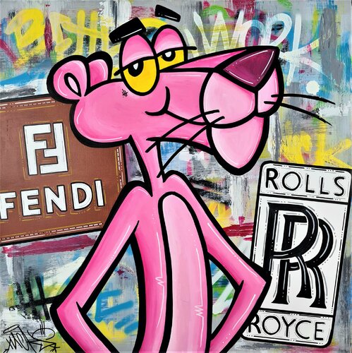 Pink Panther in the Street by Nacks, Painting for Sale on Singulart