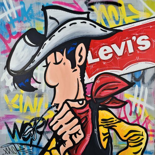 Lucky Lucke in the Street by Nacks, Painting for Sale on Singulart