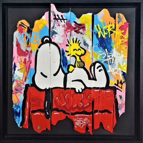 Snoopy in the Wood Planks by Nacks, Painting for Sale on Singulart