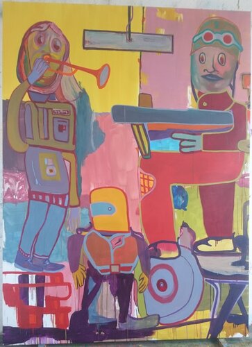 3 figures, disturbed von Christian Stötzner, Malerei kaufen auf Singulart