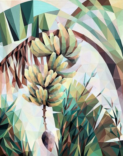 TROPICAL LANDSCAPE WITH BANANA FLOWER di Tuzhilkina Maria, Pittura in vendita su Singulart