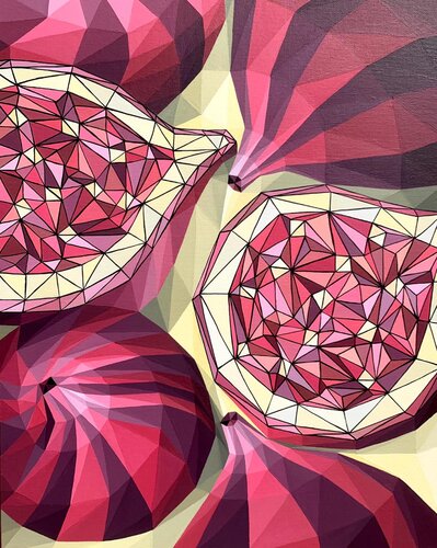 BURGUNDY GEOMETRIC FIG by Tuzhilkina Maria, 油畫 for Sale on Singulart