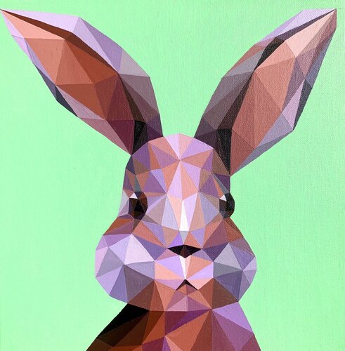 BEIGE RABBIT ON LIGHT GREEN by Tuzhilkina Maria, Painting for Sale on Singulart