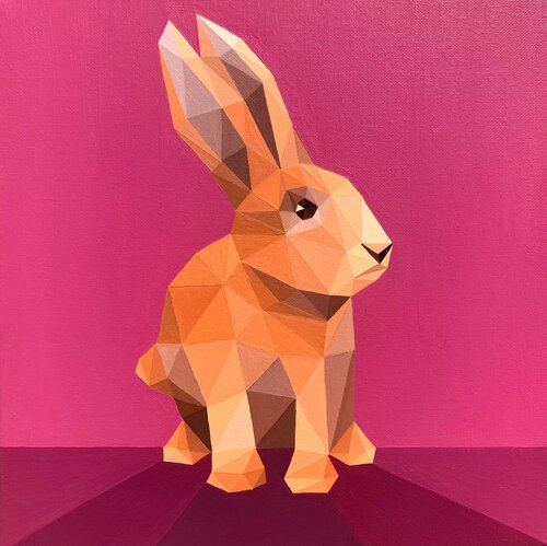 EASTER RABBIT ON PINK Tuzhilkina Maria