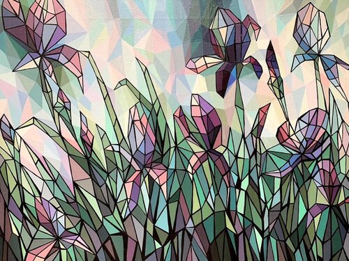 PUZZLE OF IRISES par Tuzhilkina Maria, Peinture en vente sur Singulart