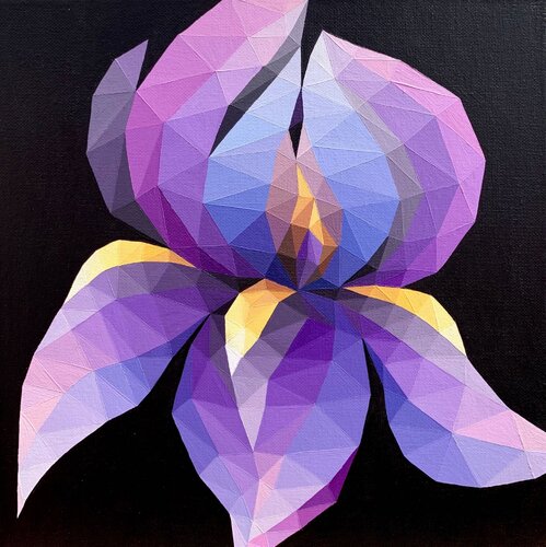 LILAC IRIS ON BLACK par Tuzhilkina Maria, Peinture en vente sur Singulart