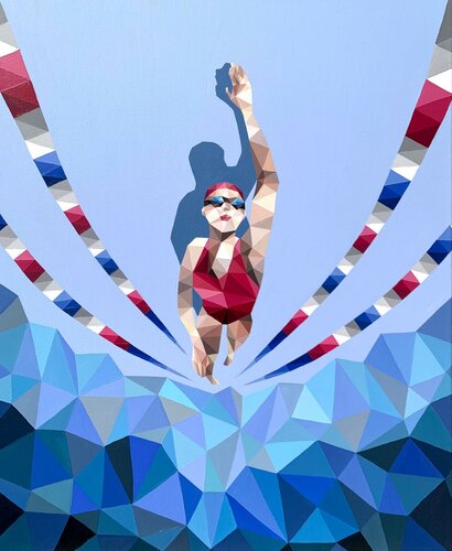 IN THE SWIMMING POOL van Tuzhilkina Maria, Schilderij te koop op Singulart