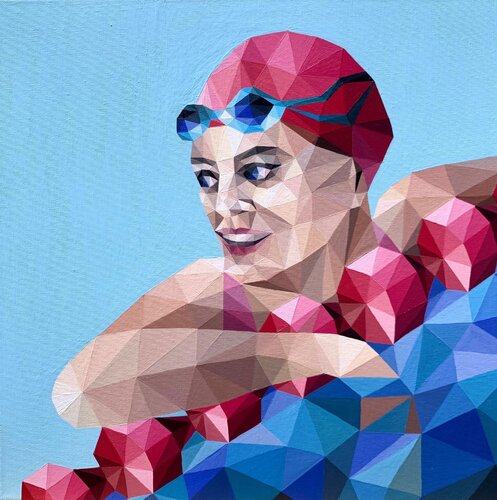 GIRL SWIMMER BEFORE THE START di Tuzhilkina Maria, Pittura in vendita su Singulart