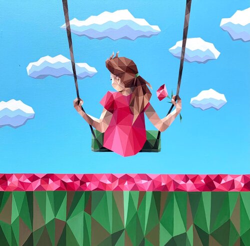 THE GIRL ON A SWING van Tuzhilkina Maria, Schilderij te koop op Singulart
